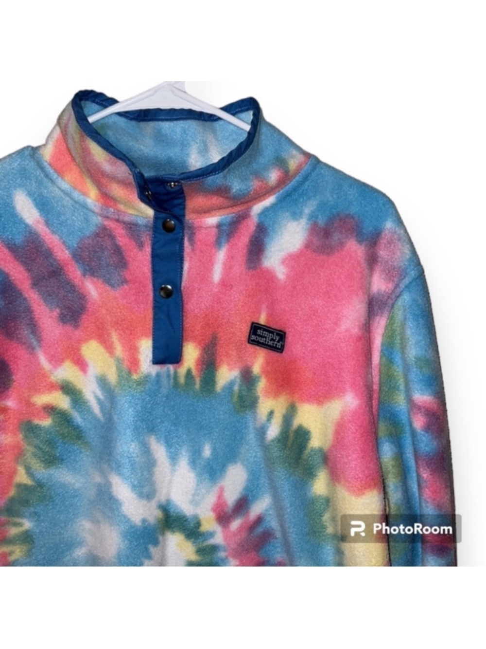 Simply Southern fleece pullover tie dye rainbow lightweight womens size XL EUC - Picture 4 of 12